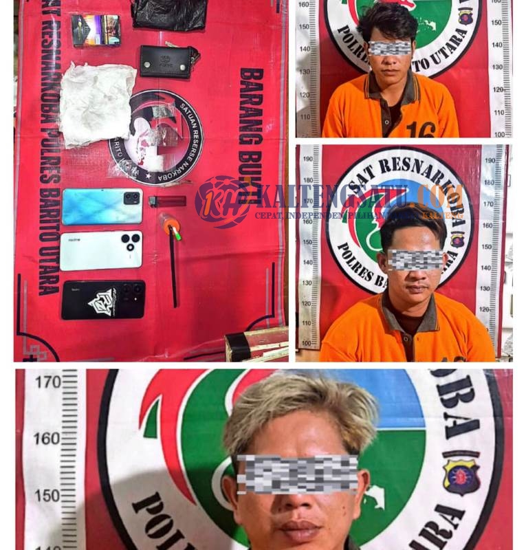 Satresnarkoba Polres Barito Utara Bekuk Tiga Pria, Sita 6,77 Gram Sabu